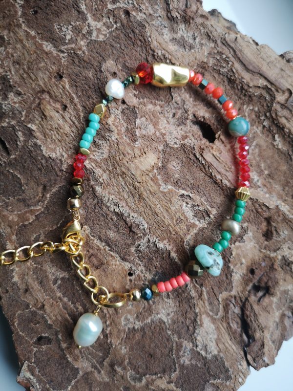 Parel Larimar armbandje gold