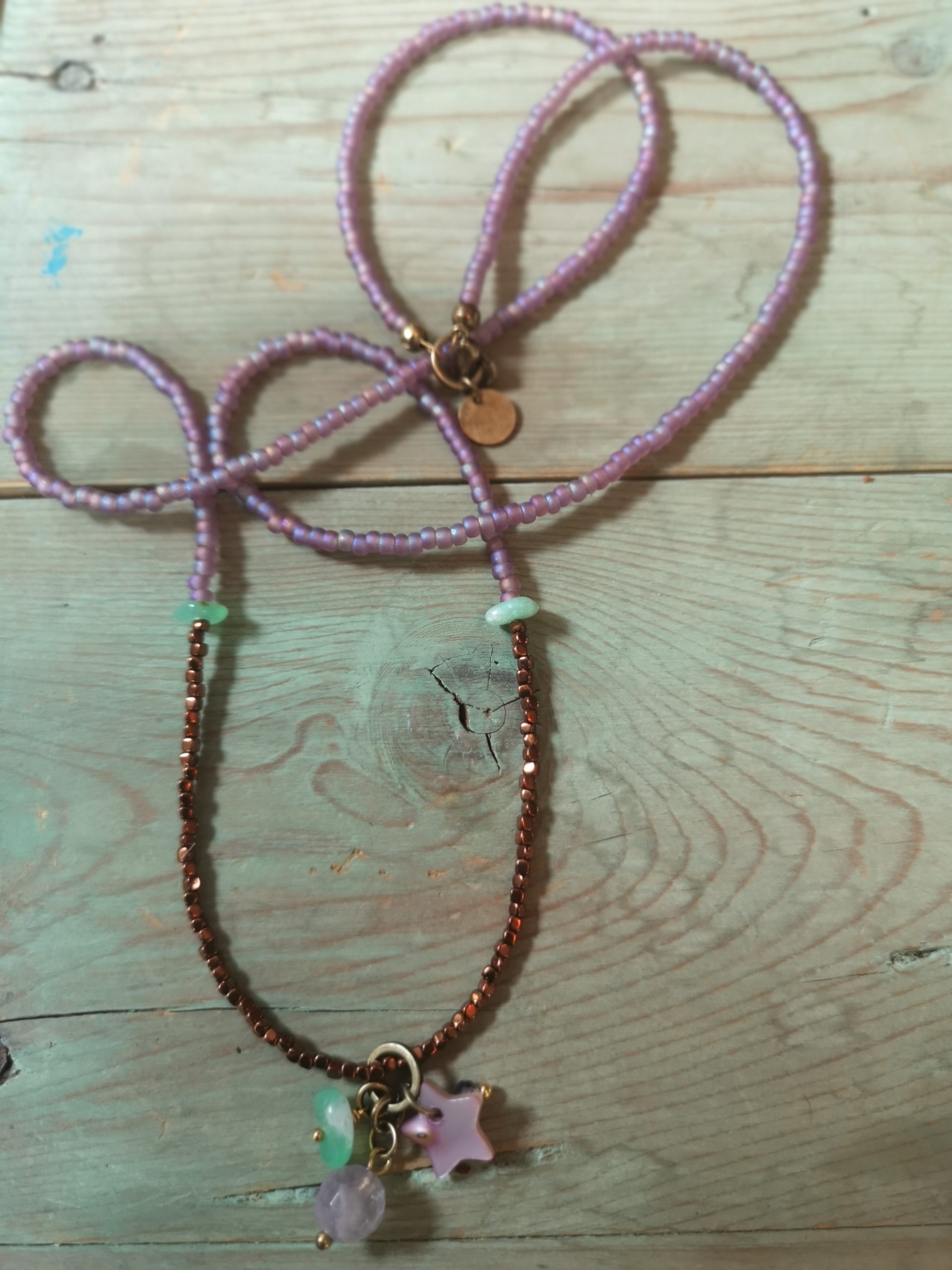 edf Amethist/Chrysopraas mauve-lila ketting