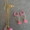 Pink oval-goldfilled hearts
